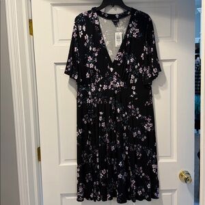 Torrid Black Dress with Pink and Blue Floral Design